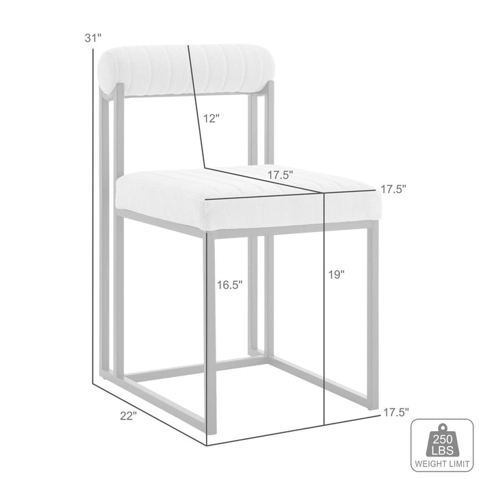 Anastasia Dining Chair with Brushed Stainless Steel and Light Gray Fabric - Set of 2