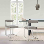Anastasia Dining Chair with Brushed Stainless Steel and Light Gray Fabric - Set of 2 - Furniture City (CA)l