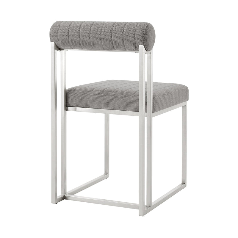 Anastasia Dining Chair with Brushed Stainless Steel and Light Gray Fabric - Set of 2 - Furniture City (CA)l