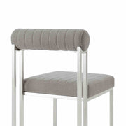 Anastasia Dining Chair with Brushed Stainless Steel and Light Gray Fabric - Set of 2 - Furniture City (CA)l