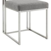 Anastasia Dining Chair with Brushed Stainless Steel and Light Gray Fabric - Set of 2 - Furniture City (CA)l