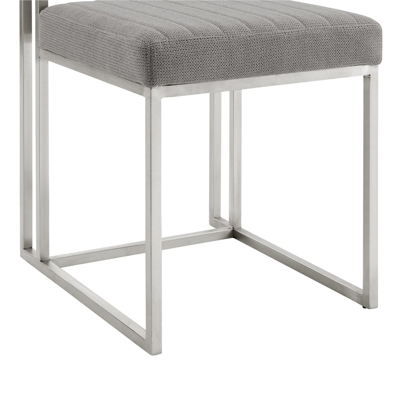 Anastasia Dining Chair with Brushed Stainless Steel and Light Gray Fabric - Set of 2 - Furniture City (CA)l