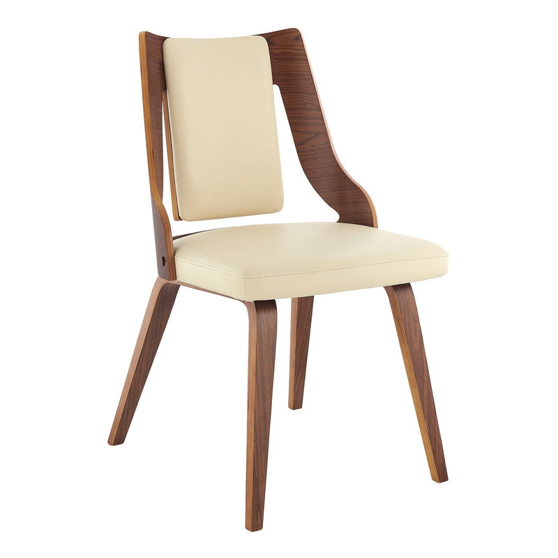 Aniston Cream Faux Leather and Walnut Wood Dining Chairs - Set of 2 - Furniture City (CA)l