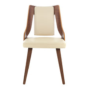 Aniston Cream Faux Leather and Walnut Wood Dining Chairs - Set of 2 - Furniture City (CA)l