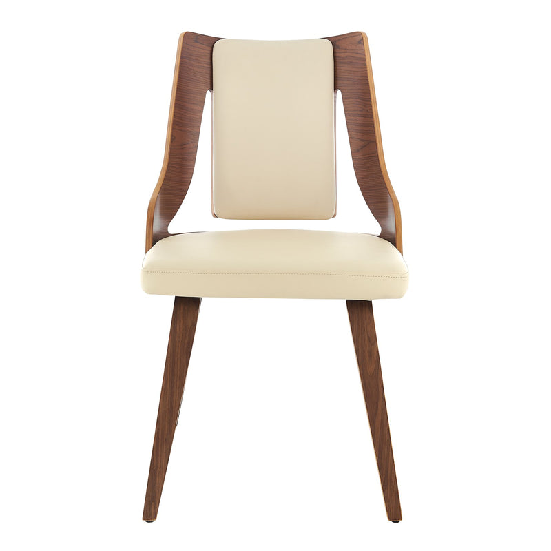 Aniston Cream Faux Leather and Walnut Wood Dining Chairs - Set of 2 - Furniture City (CA)l