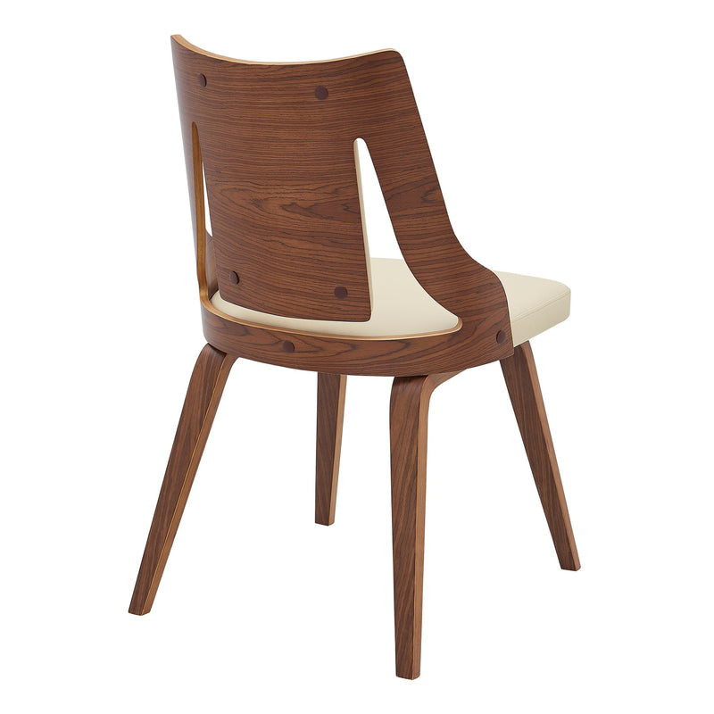 Aniston Cream Faux Leather and Walnut Wood Dining Chairs - Set of 2 - Furniture City (CA)l