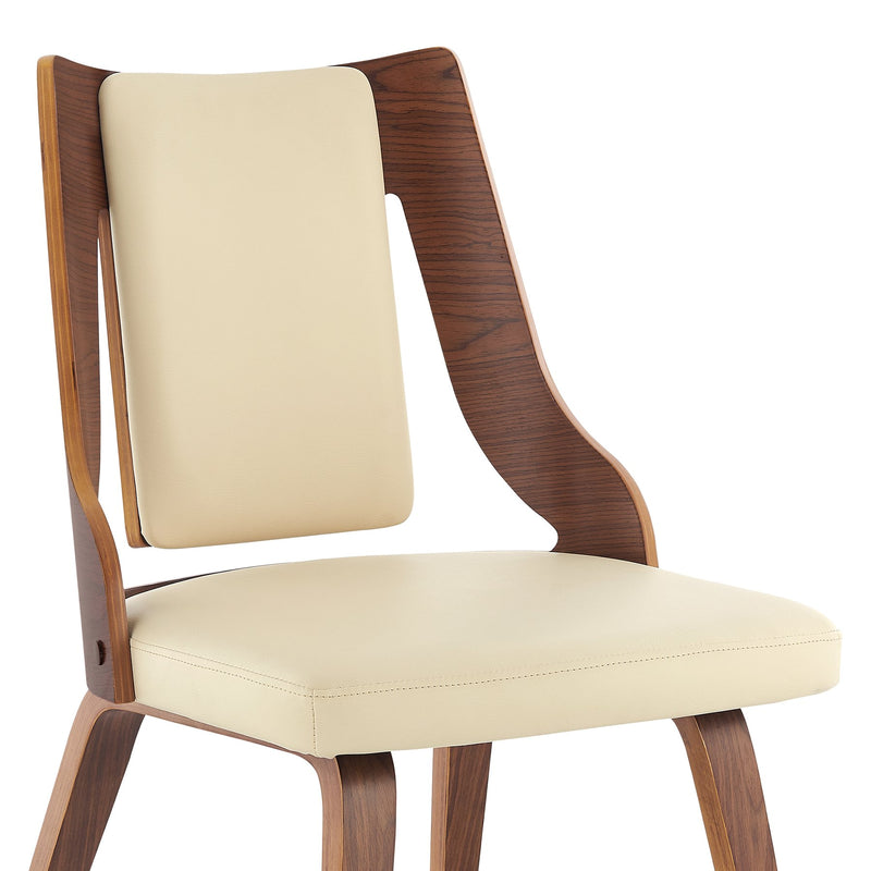 Aniston Cream Faux Leather and Walnut Wood Dining Chairs - Set of 2 - Furniture City (CA)l