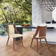 Aniston Cream Faux Leather and Walnut Wood Dining Chairs - Set of 2 - Furniture City (CA)l