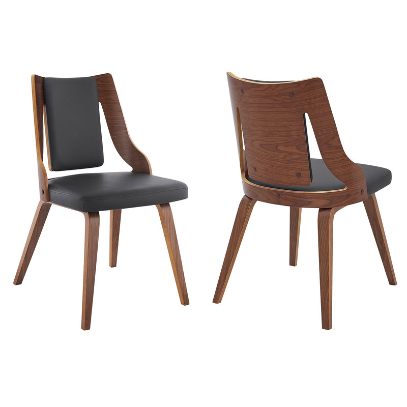 Aniston Gray Faux Leather and Walnut Wood Dining Chairs - Set of 2 - Furniture City (CA)l