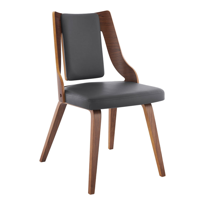 Aniston Gray Faux Leather and Walnut Wood Dining Chairs - Set of 2 - Furniture City (CA)l