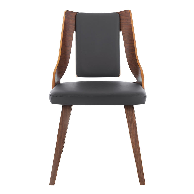 Aniston Gray Faux Leather and Walnut Wood Dining Chairs - Set of 2 - Furniture City (CA)l