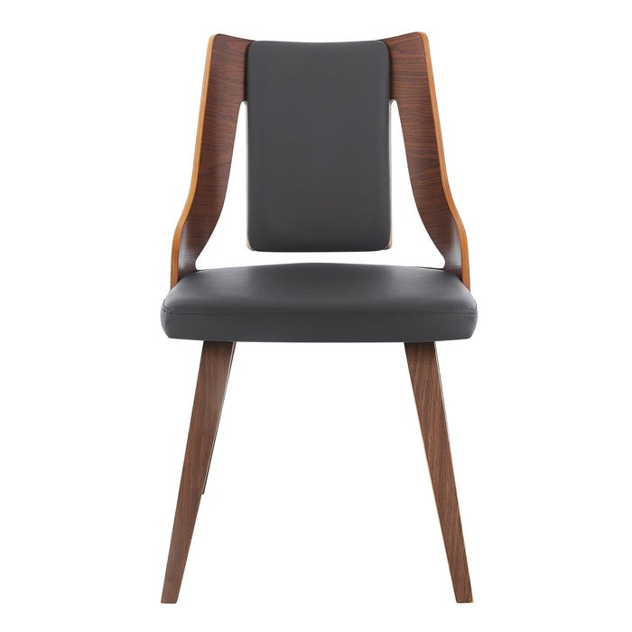 Aniston Gray Faux Leather and Walnut Wood Dining Chairs - Set of 2