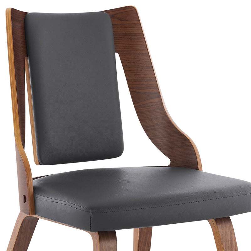 Aniston Gray Faux Leather and Walnut Wood Dining Chairs - Set of 2 - Furniture City (CA)l