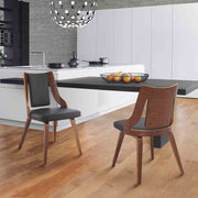 Aniston Gray Faux Leather and Walnut Wood Dining Chairs - Set of 2 - Furniture City (CA)l
