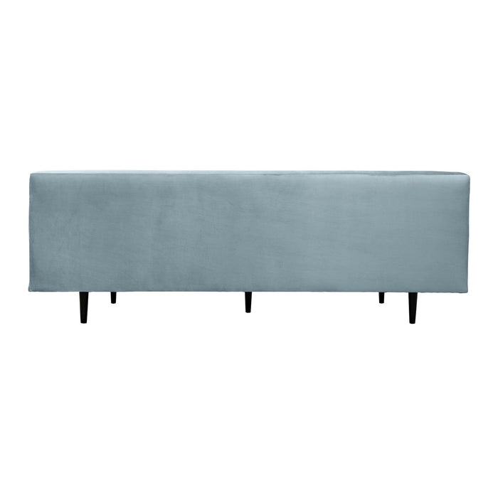 Annabelle 80" Bluestone Velvet Sofa with Black Wood Legs