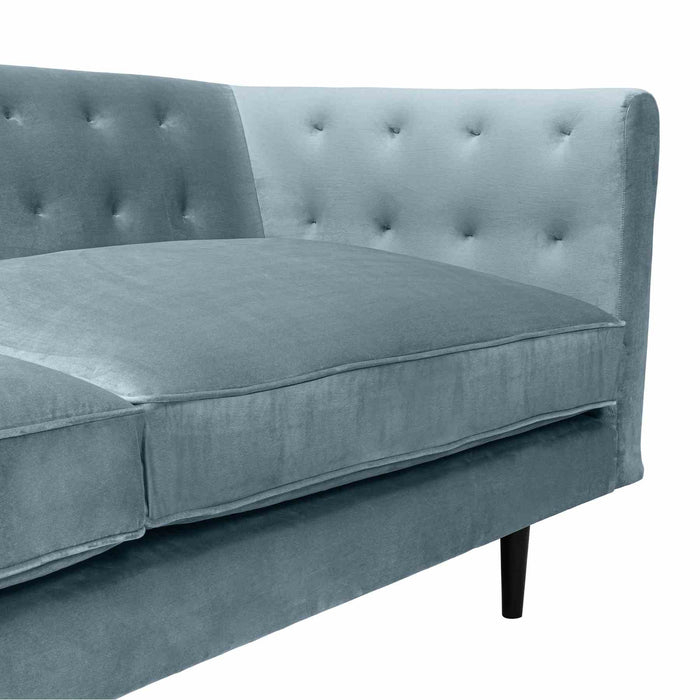 Annabelle 80" Bluestone Velvet Sofa with Black Wood Legs