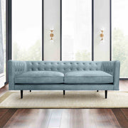 Annabelle 80" Bluestone Velvet Sofa with Black Wood Legs - Furniture City (CA)l