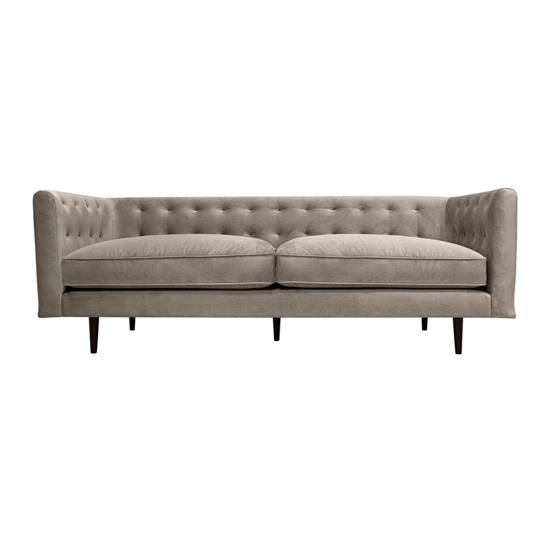Annabelle 80" Fossil Gray Velvet Sofa with Black Wood Legs - Furniture City (CA)l