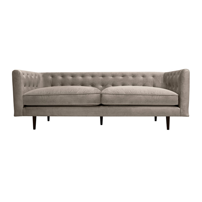 Annabelle 80" Fossil Gray Velvet Sofa with Black Wood Legs