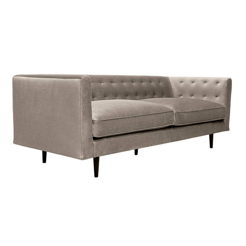Annabelle 80" Fossil Gray Velvet Sofa with Black Wood Legs - Furniture City (CA)l