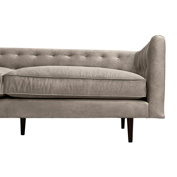Annabelle 80" Fossil Gray Velvet Sofa with Black Wood Legs