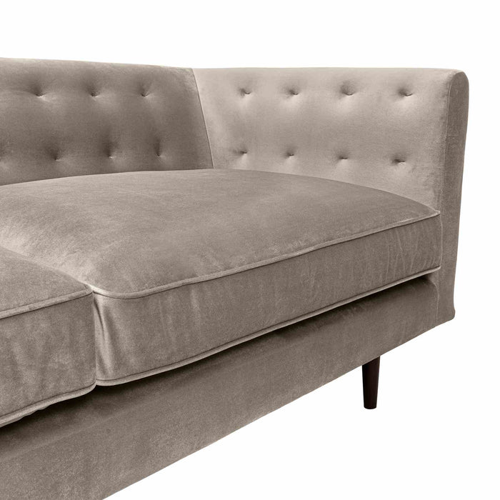 Annabelle 80" Fossil Gray Velvet Sofa with Black Wood Legs