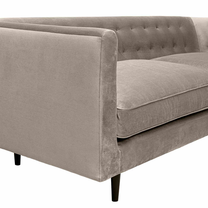 Annabelle 80" Fossil Gray Velvet Sofa with Black Wood Legs