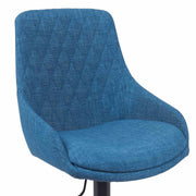 Anibal Modern Adjustable Swivel Barstool in Black Metal Finish with Blue Upholstered Seat - Furniture City (CA)l