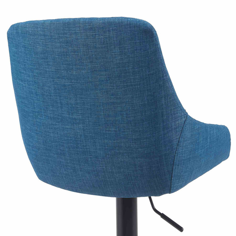 Anibal Modern Adjustable Swivel Barstool in Black Metal Finish with Blue Upholstered Seat - Furniture City (CA)l