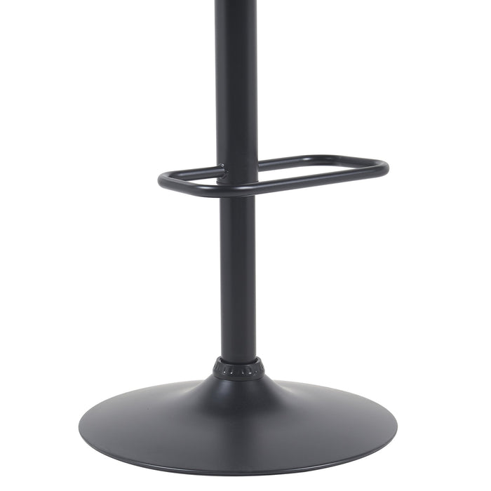 Anibal Modern Adjustable Swivel Barstool in Black Metal Finish with Blue Upholstered Seat