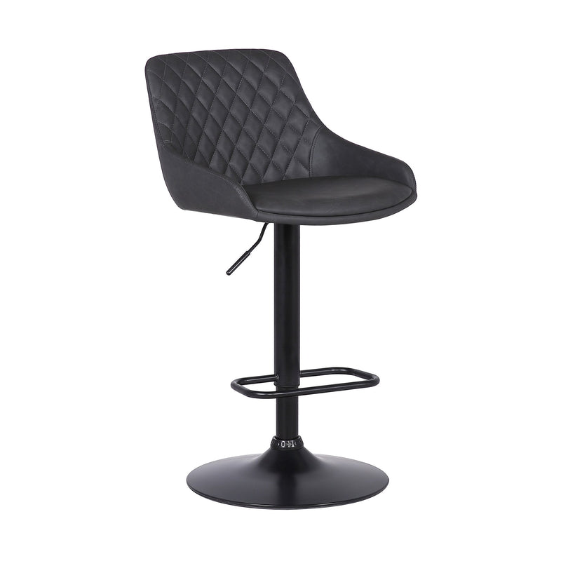 Anibal Adjustable Height Swivel Gray Faux Leather and Black Metal Bar Stool - Furniture City (CA)l