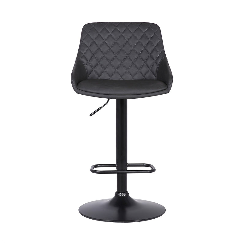Anibal Adjustable Height Swivel Gray Faux Leather and Black Metal Bar Stool - Furniture City (CA)l