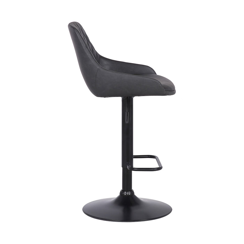 Anibal Adjustable Height Swivel Gray Faux Leather and Black Metal Bar Stool - Furniture City (CA)l