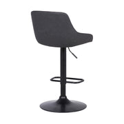 Anibal Adjustable Height Swivel Gray Faux Leather and Black Metal Bar Stool - Furniture City (CA)l