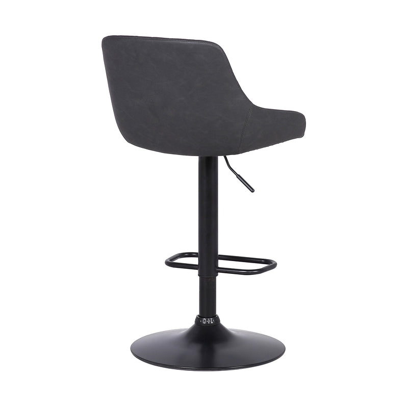 Anibal Adjustable Height Swivel Gray Faux Leather and Black Metal Bar Stool - Furniture City (CA)l