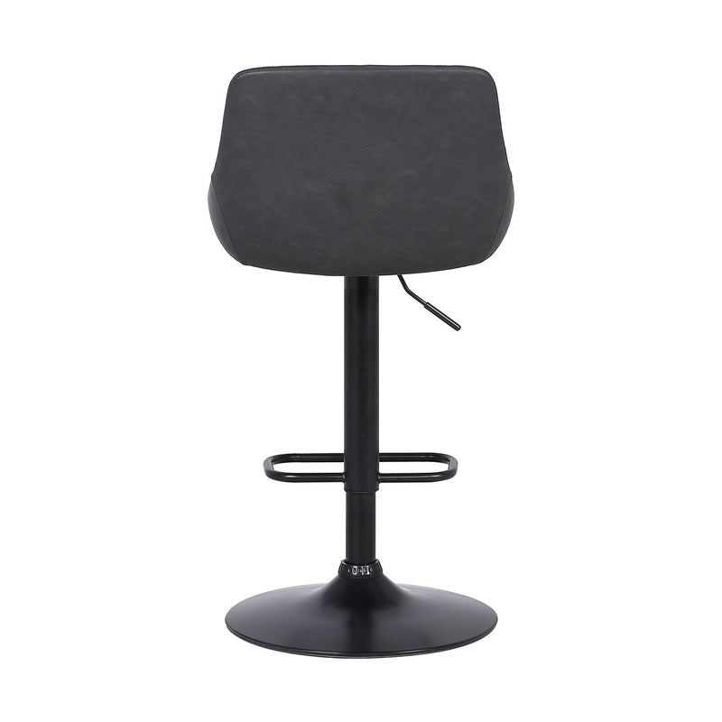 Anibal Adjustable Height Swivel Gray Faux Leather and Black Metal Bar Stool - Furniture City (CA)l