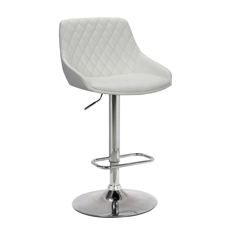 Anibal Adjustable Height Swivel White Faux Leather and Chrome Bar Stool - Furniture City (CA)l
