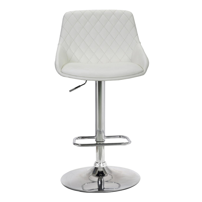 Anibal Adjustable Height Swivel White Faux Leather and Chrome Bar Stool - Furniture City (CA)l