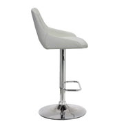 Anibal Adjustable Height Swivel White Faux Leather and Chrome Bar Stool - Furniture City (CA)l