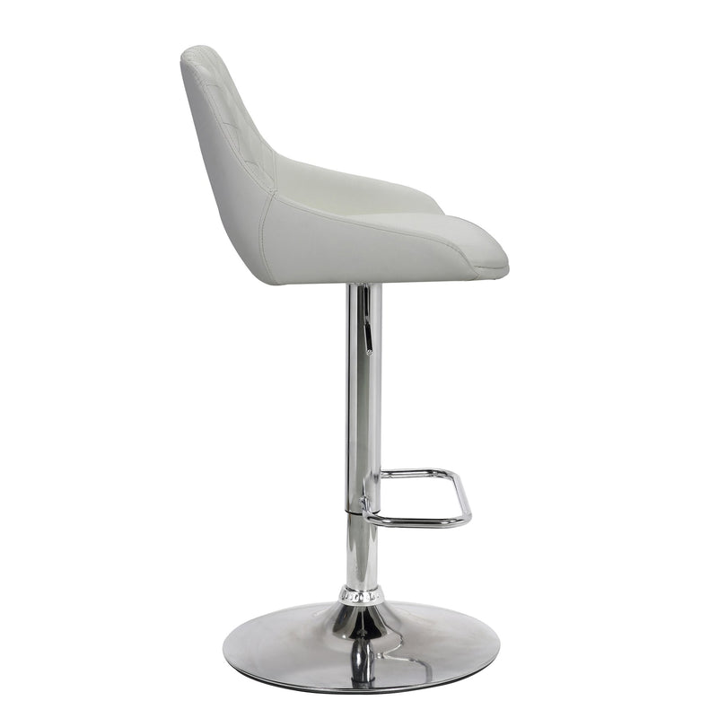 Anibal Adjustable Height Swivel White Faux Leather and Chrome Bar Stool - Furniture City (CA)l