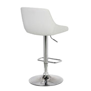 Anibal Adjustable Height Swivel White Faux Leather and Chrome Bar Stool - Furniture City (CA)l