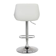 Anibal Adjustable Height Swivel White Faux Leather and Chrome Bar Stool - Furniture City (CA)l