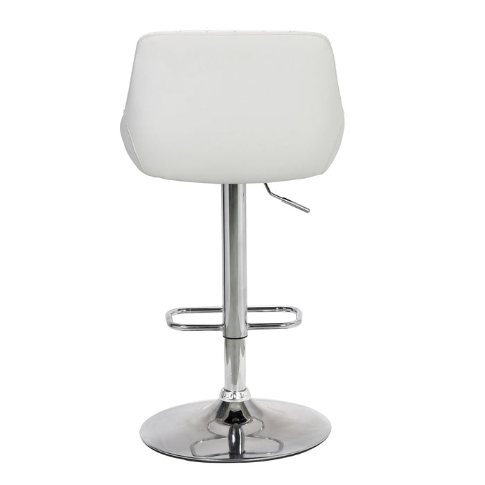 Anibal Adjustable Height Swivel White Faux Leather and Chrome Bar Stool