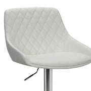 Anibal Adjustable Height Swivel White Faux Leather and Chrome Bar Stool - Furniture City (CA)l