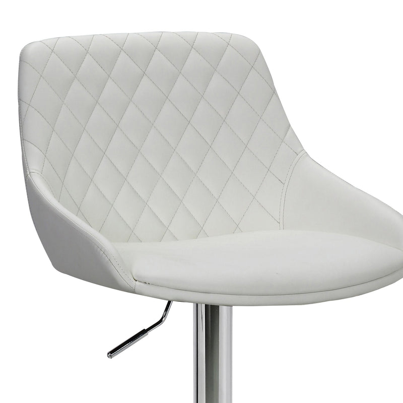Anibal Adjustable Height Swivel White Faux Leather and Chrome Bar Stool - Furniture City (CA)l
