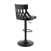 Angelo Adjustable Swivel Gray Faux Leather & Black Wood Bar Stool with Black Base - Furniture City (CA)l