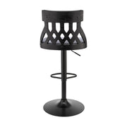 Angelo Adjustable Swivel Gray Faux Leather & Black Wood Bar Stool with Black Base - Furniture City (CA)l