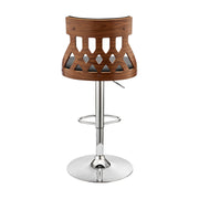 Angelo Adjustable Swivel Black Faux Leather & Walnut Wood Bar Stool with Chrome Base - Furniture City (CA)l