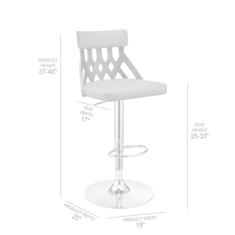 Angelo Adjustable Swivel Black Faux Leather & Walnut Wood Bar Stool with Chrome Base - Furniture City (CA)l