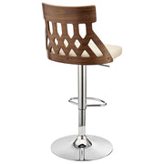 Angelo Adjustable Swivel Cream Faux Leather & Walnut Wood Bar Stool with Chrome Base - Furniture City (CA)l